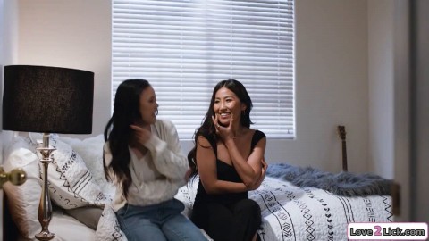 Busty asian girl gets licked and fingered by an asian babe