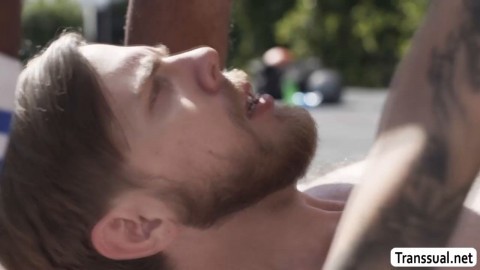 Hot Tgirl gets analed in the basket court