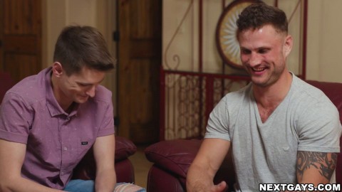 Greyson gladly accepts Roman's huge throbbing cock