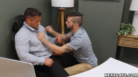 Rex Rush fucks his stepson, Julian Brady, in the office