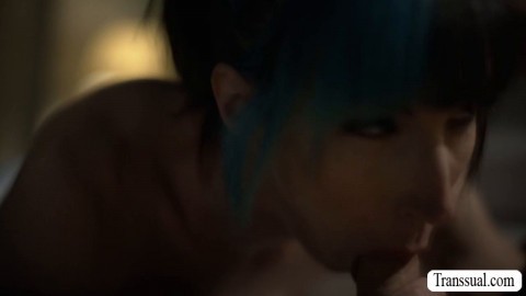 Hot TS stepmom craves stepsons hard big cock