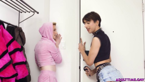 Two super slutty submissive femboys dominated by alpha man!