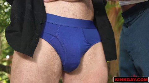 Johnny Ford face fucks Nicholas RYder before attaching stones to his balls