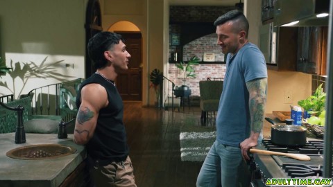 Stepdad Derek Kage getting seduced by his stepson Siren Santiago into getting intimate together