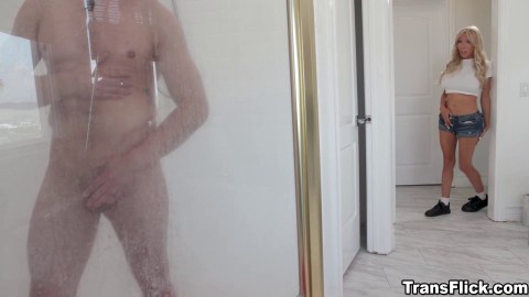 Brittney Kade creeps to the bathroom and spies on Johnny Palms as he showers