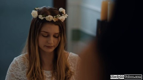 Lesbian stepsis pussy licking her stepbros big tits bride