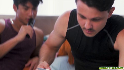 Enzo Muller and Luca Knight pull up the video and start watching it together