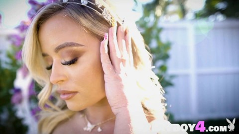 Beautiful big tits blonde MILF exposed sexy curvy body in hot lingerie