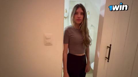 My gf and I give sexual orders in a public bathroom, resulting in a super hot gonzo