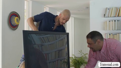 Letting our technician fix our wire and my ass too