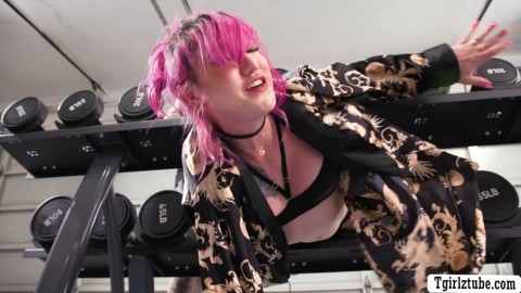 Pervert dude analed TS gym buddy while stucked