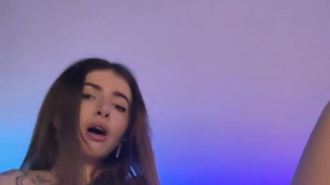 Naughty honey with massive breasts strokes cooter through her panties, getting prepared for some sloppy fun.